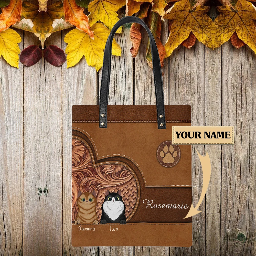 

Коричневая винтажная большая сумка-тоут с принтом кошек, женская сумка-тоут в стиле Харадзюку, женская дизайнерская сумка-шоппер на плечо