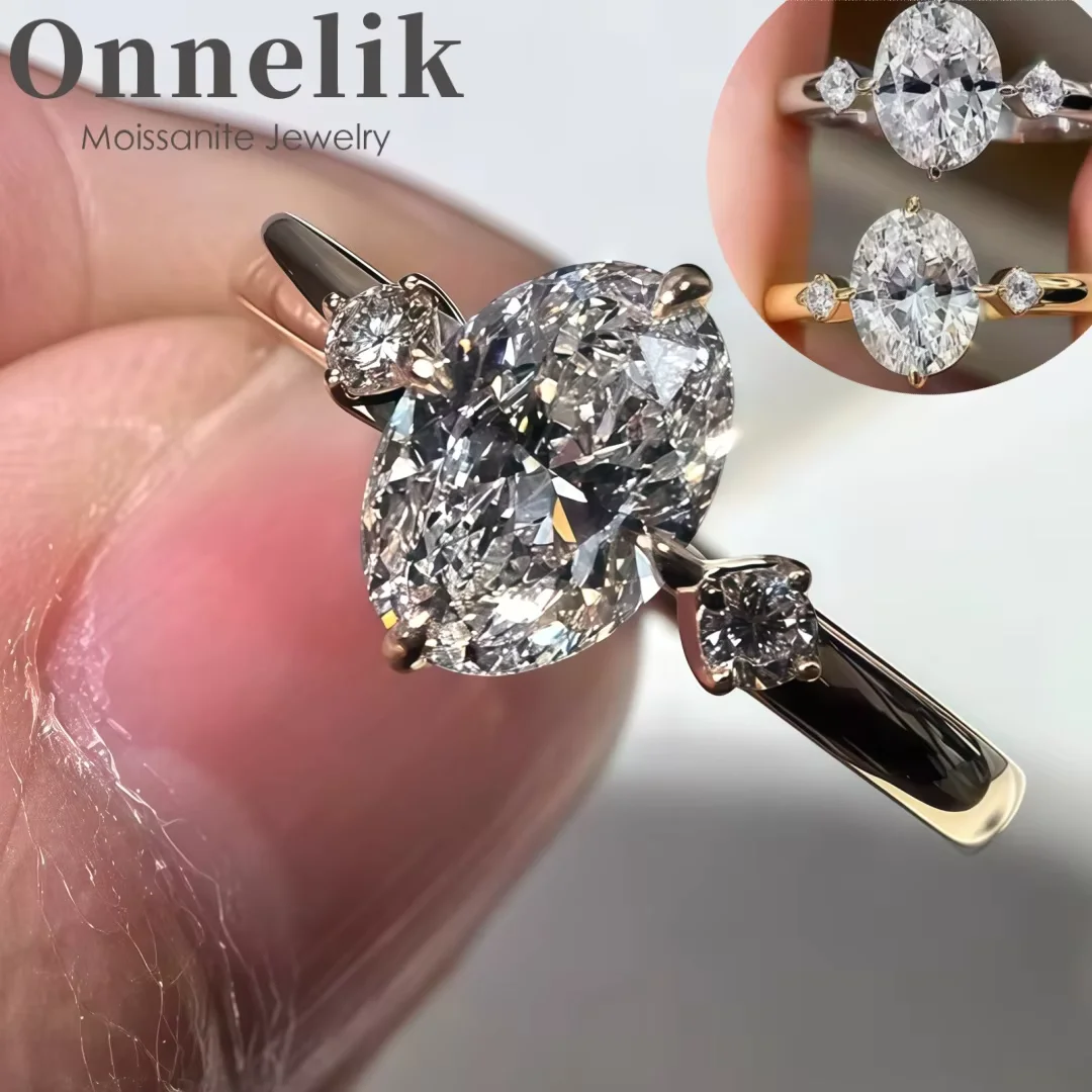 Фото Кольцо Onnelik из 100% стерлингового серебра S925 с овальным муассанитом 2 карата цвета D для женщин, для свадьбы, помолвки, дня рождения, изысканные ювелирные украшения №5