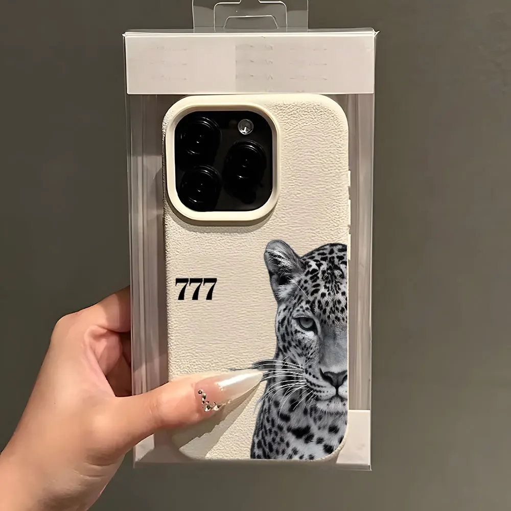 Фото Стильный силиконовый чехол с леопардовым принтом и текстурой личи для iPhone 17 Air, 16, 15, 14, 13, 12, 11 Pro Max, 14 Plus, X, Xs, XR №4