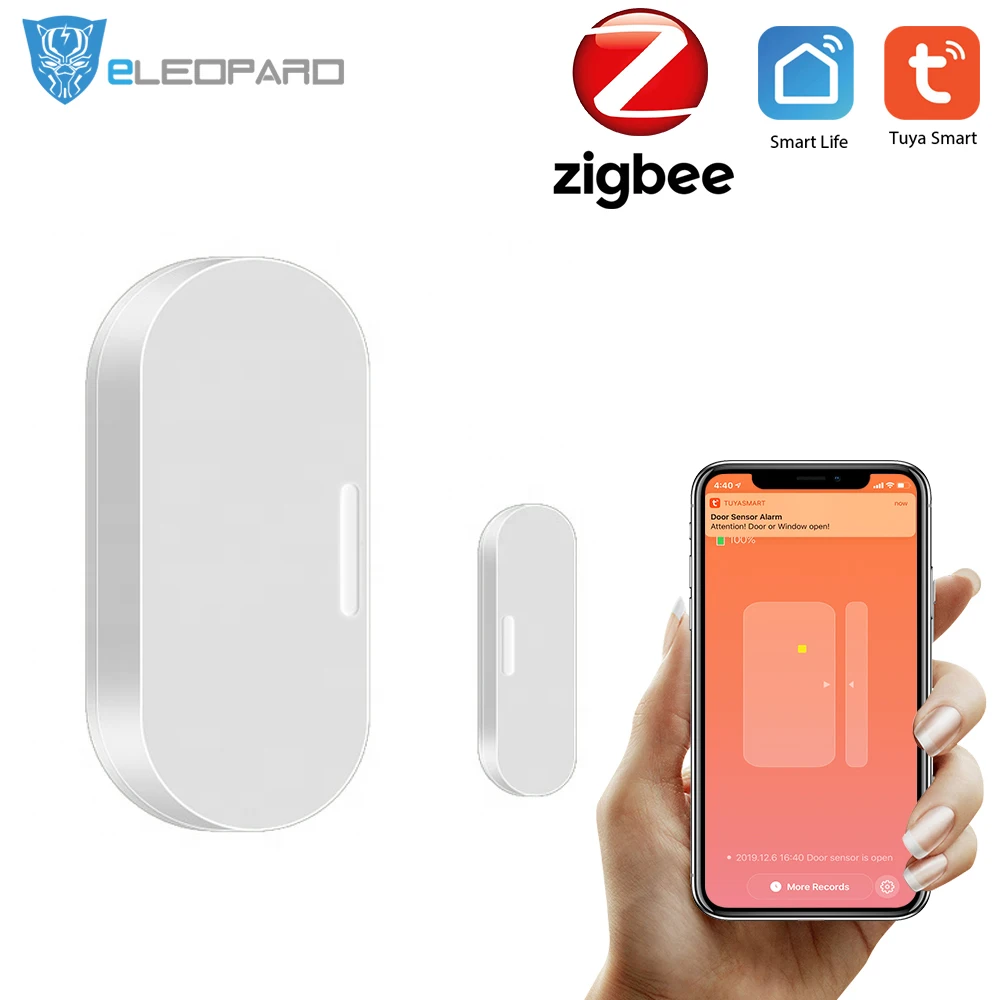 

Дверной датчик Tuya Zigbee для умного дома, автоматизация охранной сигнализации, дистанционное управление, работает с Alexa Google Home var SmartLife