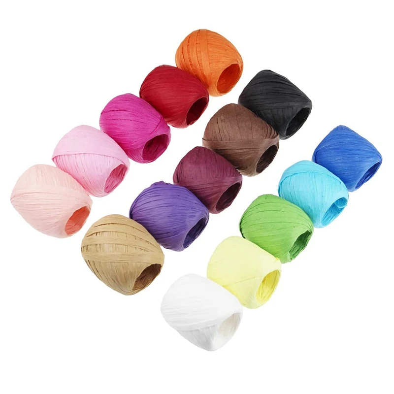 

Веревка из рафии для упаковки подарков на Рождество, День Святого Валентина, 15 рулонов