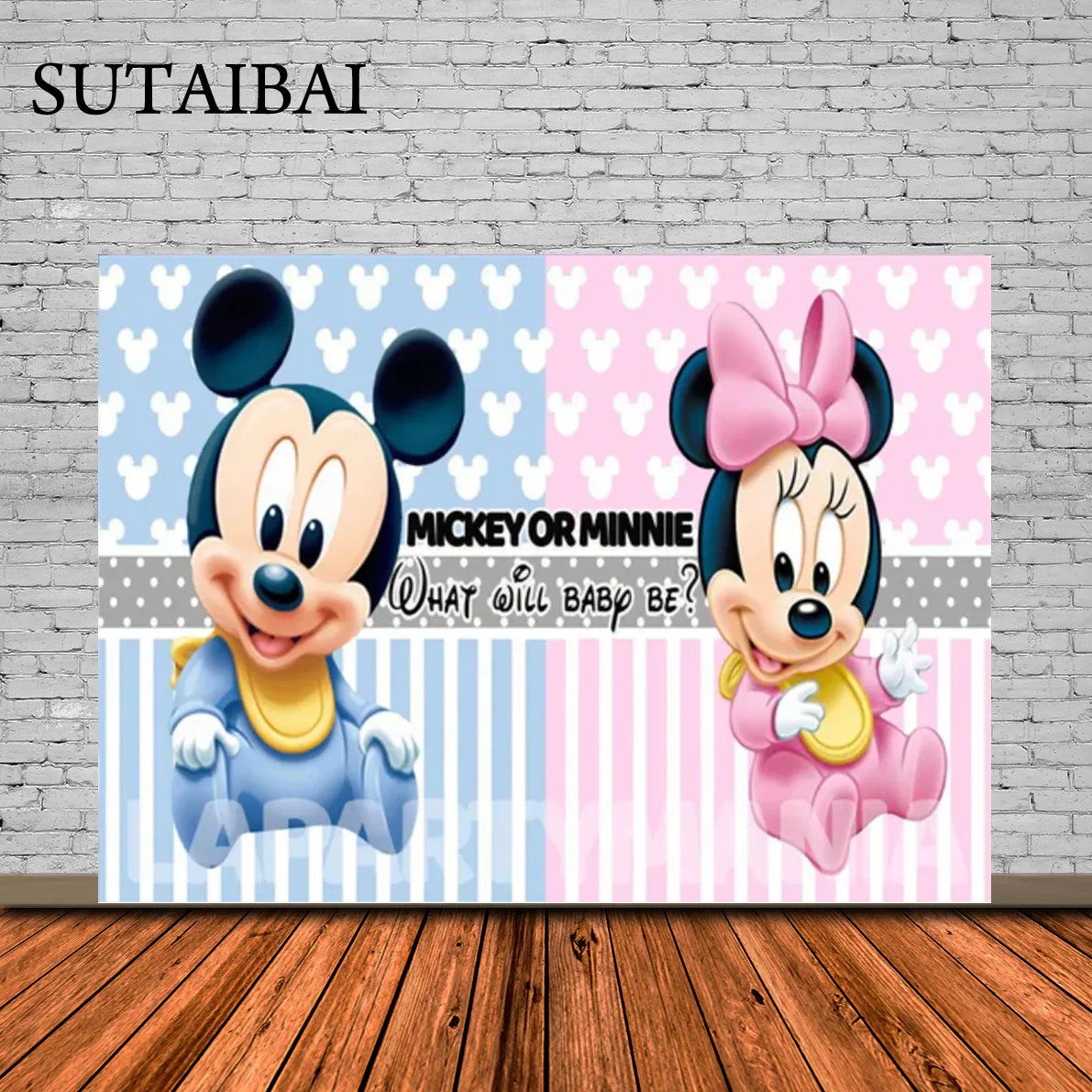 

Oh Baby Boy or Girl Gender Reveal Party Supplies Minnie Mickey Blue or Pink Decor Baby Shower Boy or Girl Poster Home Photocall