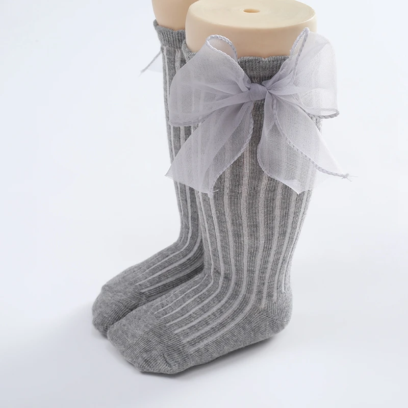 

Милые эластичные носки EWODOS для девочек 0-3 лет с бантиком, мягкие легкие носки с бантиком, длинные носки для малышей, детей