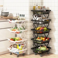 kitchen basket storage rack floor type multi layer foldable multifunctional fruit and vegetable storage basket kitchen storage