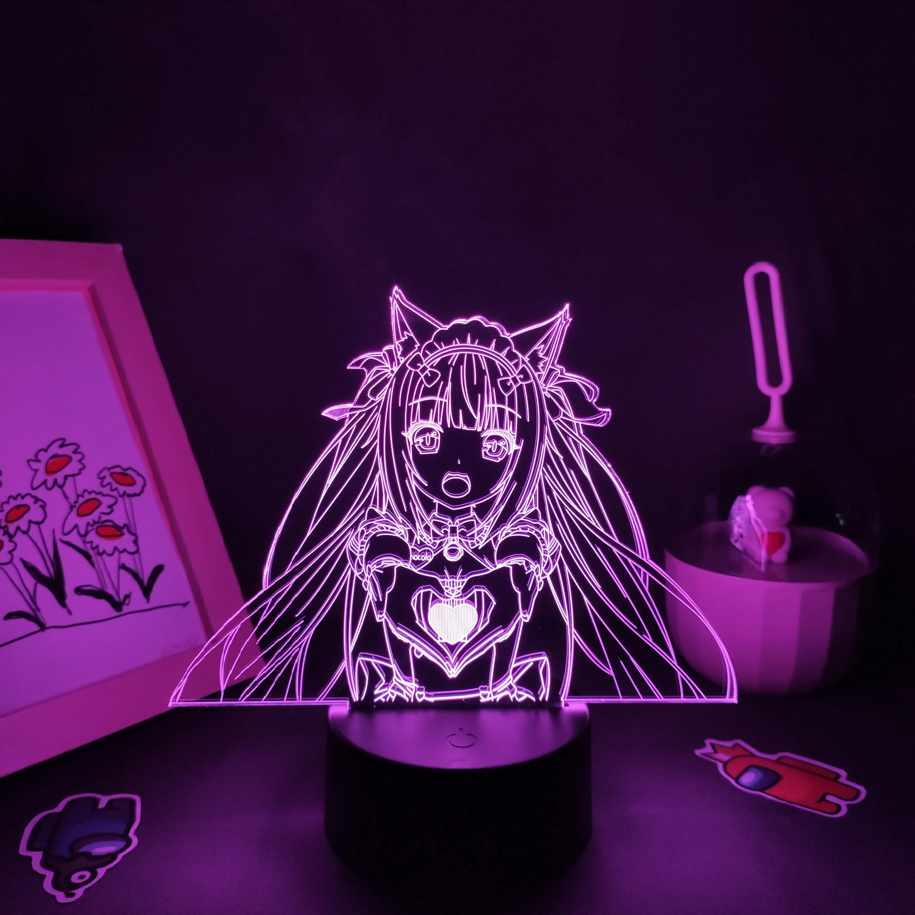 

Nekopara Anime Figure Chocolate 3D Led Lamps RGB Night Light Birthday Cute Gift Game Bedroom Bedside Manga Table Desk Decoration