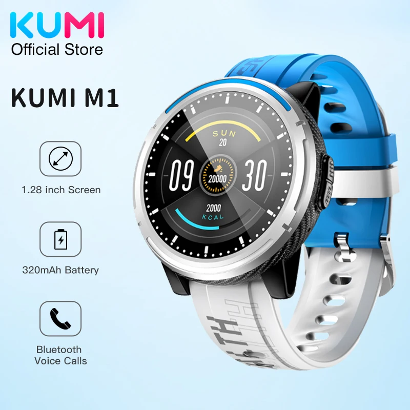 

KUMI M1 Men Smart Watch Bluetooth Call Sport Fitness Heart Rate Blood Pressure Sleep Monitor IP67 Waterproof Women Smartwatch