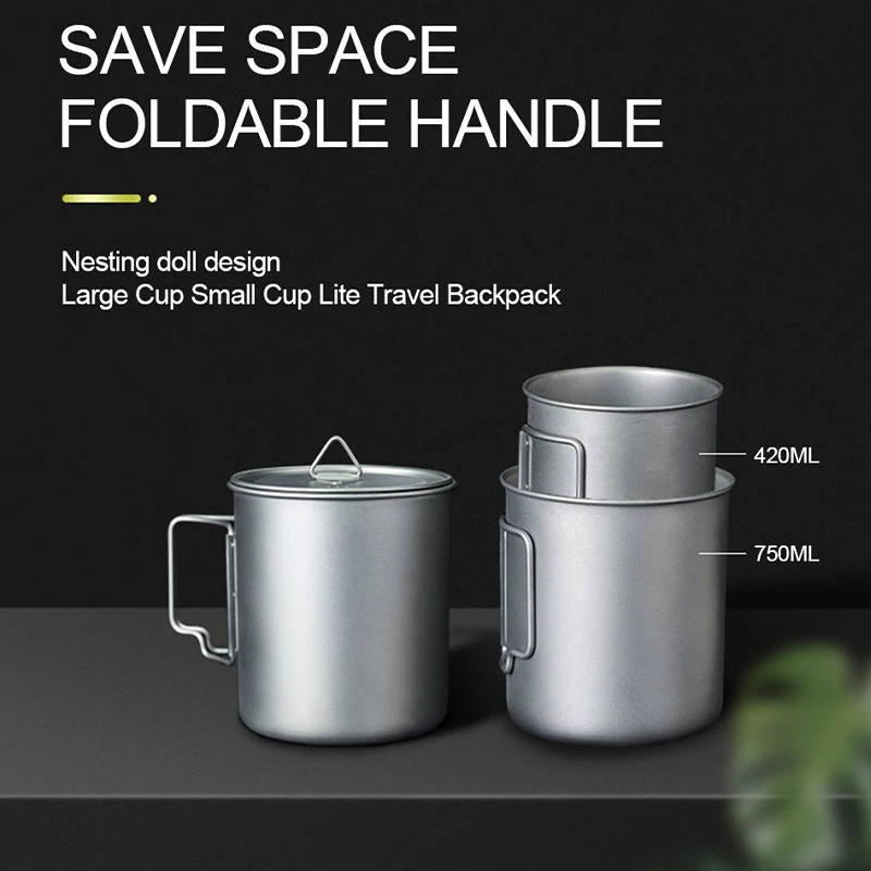 

Pure Titanium Mug Outdoor Camping Tableware Hiking Cookware Wild Survival Cooking Equipment Picnic Utensils Lightweight Cup