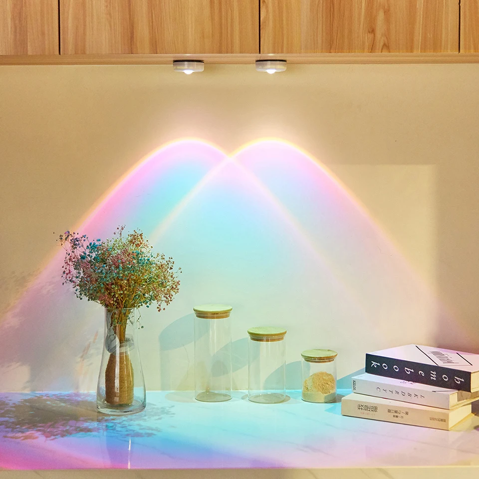

Wireless Sunset Lamp Aesthetic Cupboard Decor Night Lights LED Under Cabinet Light Wall Sconce Room Bedroom Bedside Decoration
