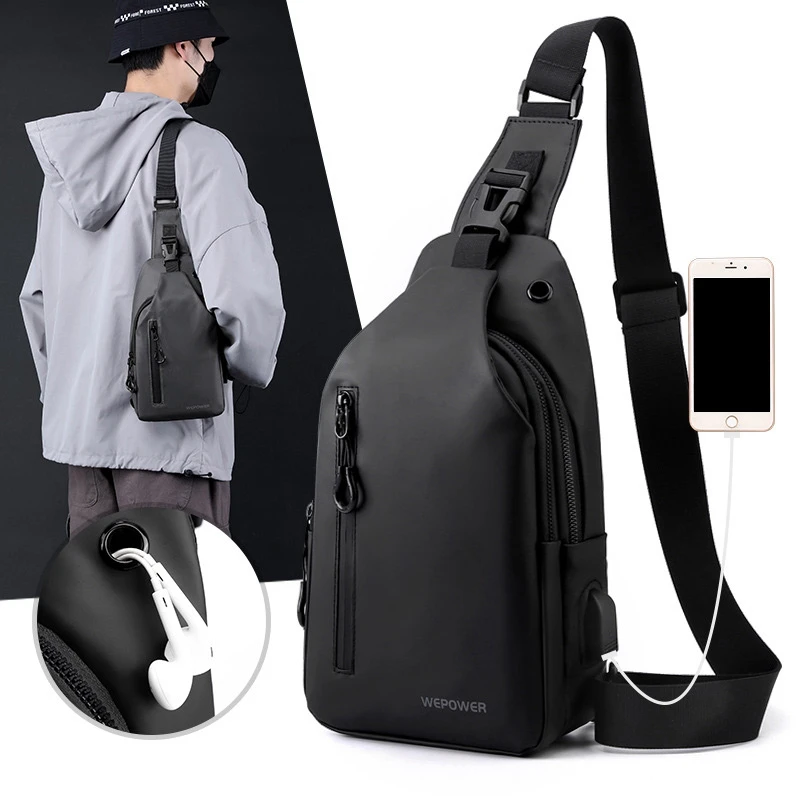 New Men's Chest Bag Casual Large Capacity One Shoulder Crossbody Bag Korean Locomotive Bag Water Proof Trendy Backpack