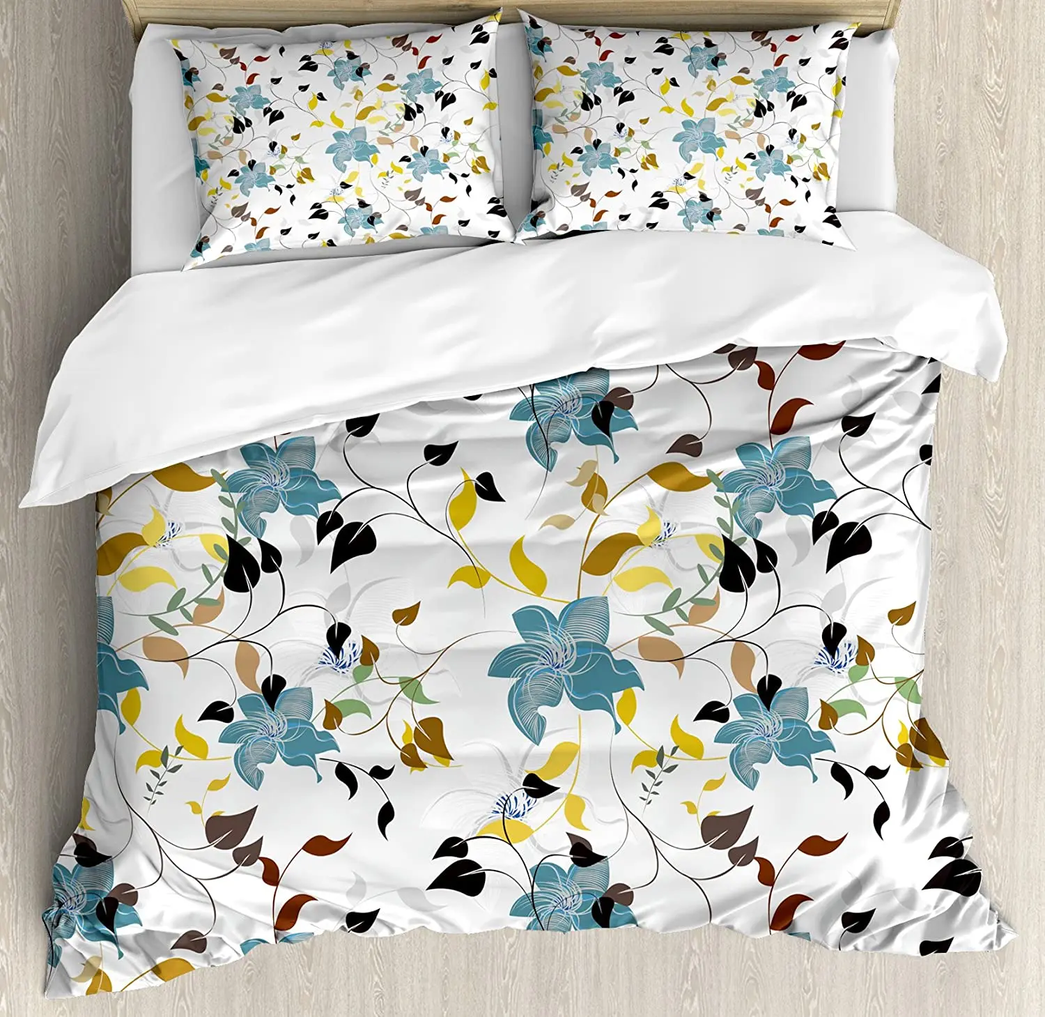 

Leaves Bedding Set For Bedroom Bed Home Flowers Colorful Leaves Poison Ivy Contemporary D Duvet Cover Quilt Cover And Pillowcase