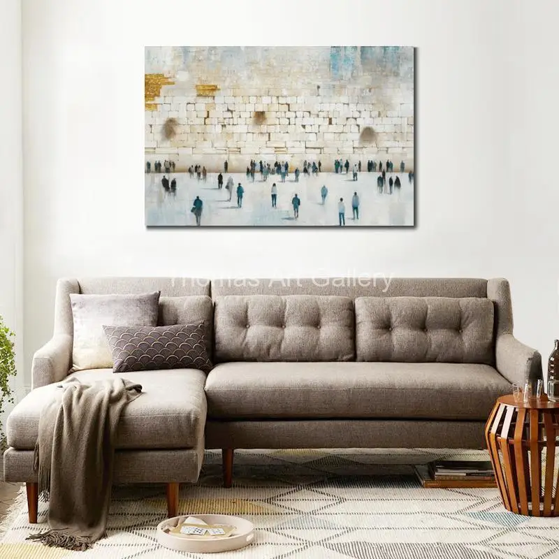 Еврейское искусство Иерусалим принты на холсте западная стена синие HD печатные