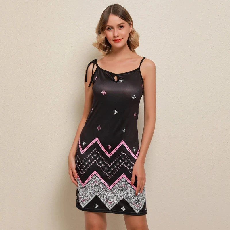 

Women Sexy Beach Dress Sleeveless Sling Dresses Printed Casual Loose 2022 Summer Female Holiday A-Line Dress