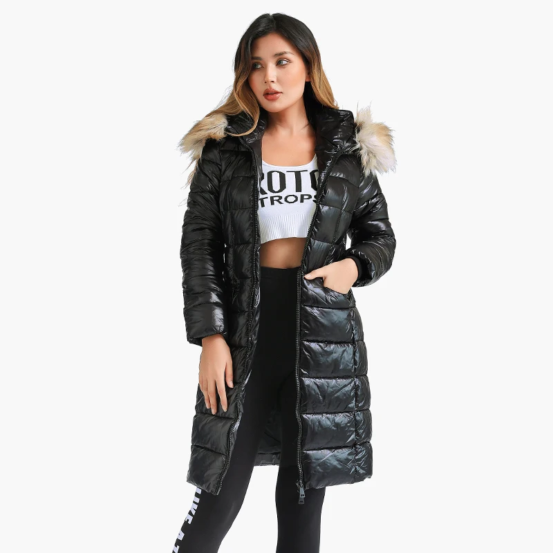 SANTELON Winter Long Parkas For Women Thick Warm Coats Fashion Puffer Jackets With Fake Fur Hooded Adjustable Waist Clothing
