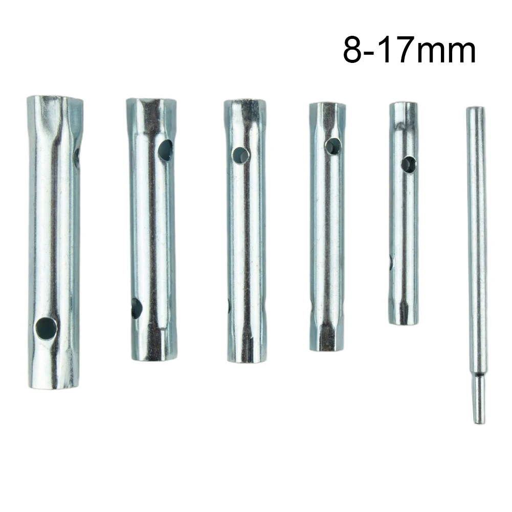 

6pcs 8-17mm Metric Tubular Box Wrench Set Tube Bar Hollow Socket Wrench Filter Spanner Double Ended Hand Tools
