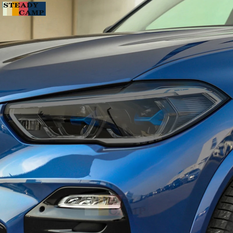 

2 Pcs Car Headlight Protective Film Smoked Black Tint Wrap Vinyl Transparent TPU Sticker For BMW X5 G05 M 2019-Present 2020 2021