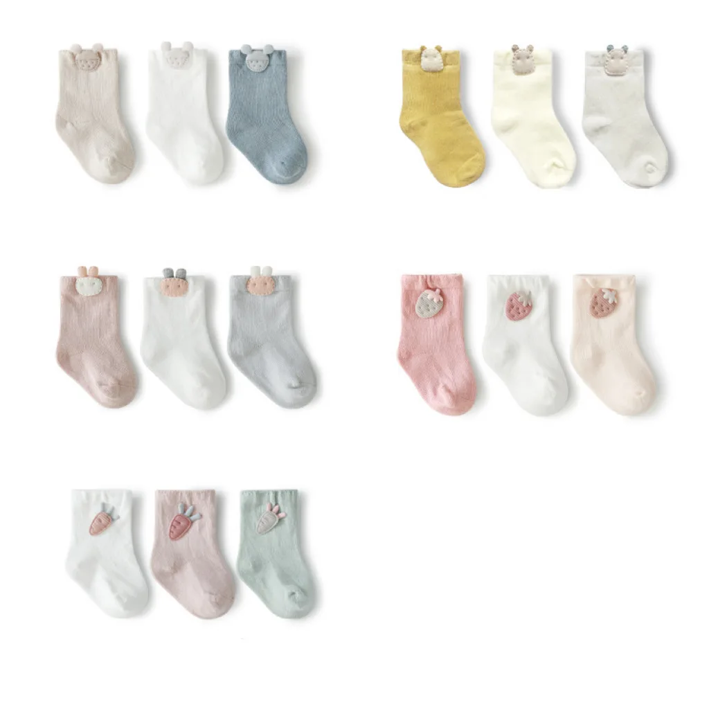 

3 Pairs/Lot Baby Socks Soft Cotton Spring Summer Infant Flexible Smooth Newborn Breathable Toddler Cute Girls Boys Cartoon
