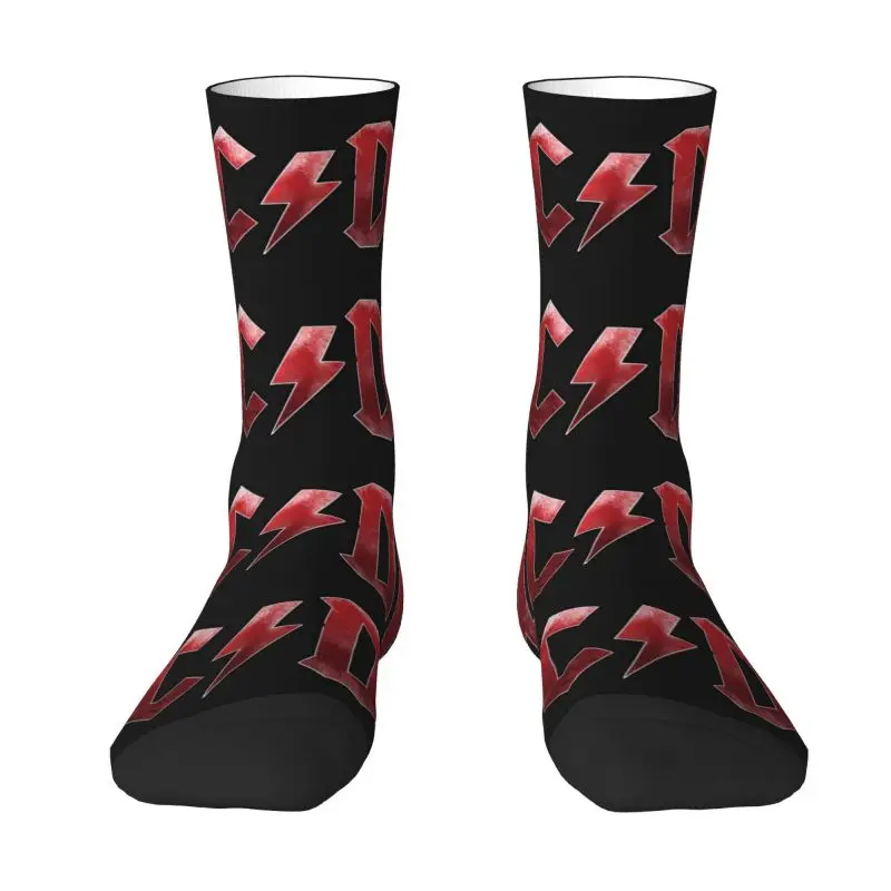 

Red AC DC Logo Men's Crew Socks Unisex Cute Heavy Metal Band Music Spring Summer Autumn Winter Dress Socks