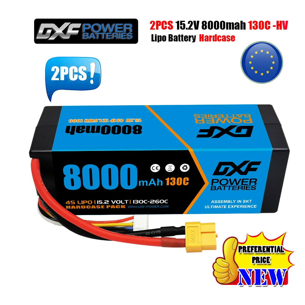 

2PCS DXF Batteries 2S 3S 4S Lipo 7.4V 11.1V 14.8V 5200mah 6200mah 6500mah 8000mah 7000mah 8400mah 100C 120C 130C-HV for RC Car