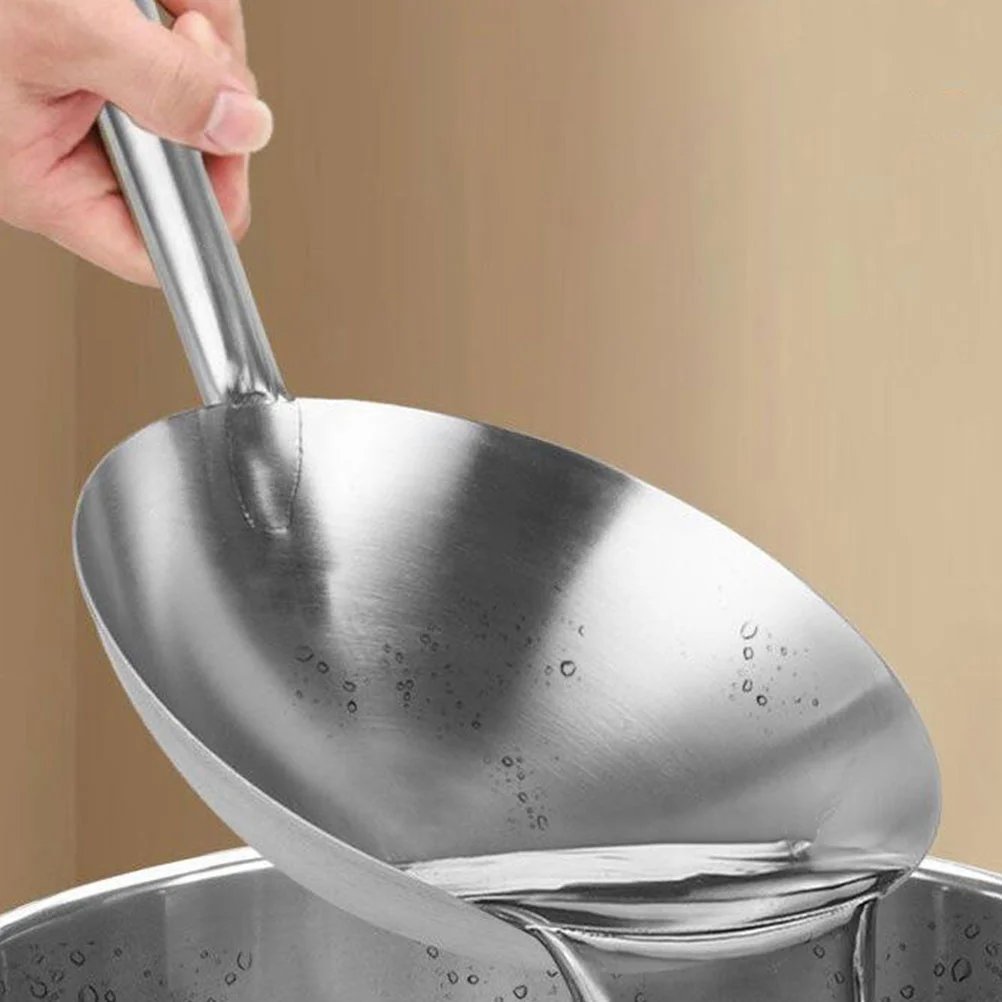 

Stainless Wok Electric Stove With Handle Fry Pan For Gas Round Bottom Heavy Duty Furnace Griddle