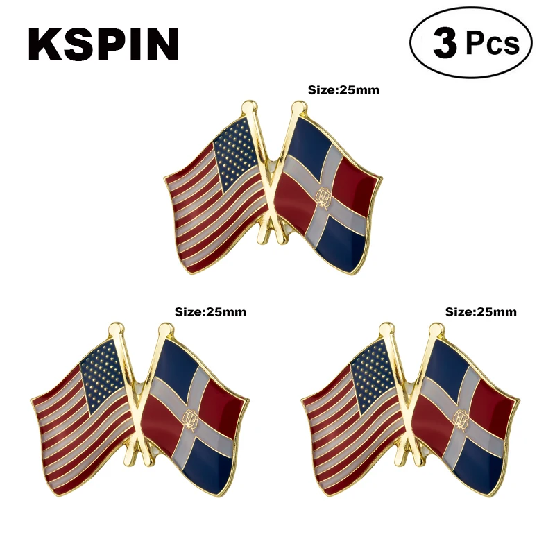 

U.S.A.& Dominican Rep. Frendship Lapel Pin Brooches Pins Flag badge Brooch Badges