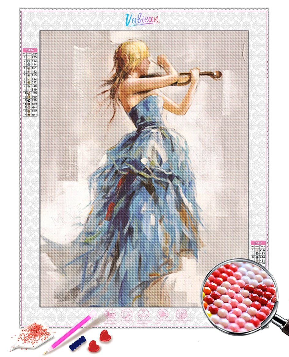 

5D Diamond Painting Girl Cross Stitch Full Drill Diamond Embroidery Violin Mosaic Wall Decoration Cross Stitch Handmade Gift
