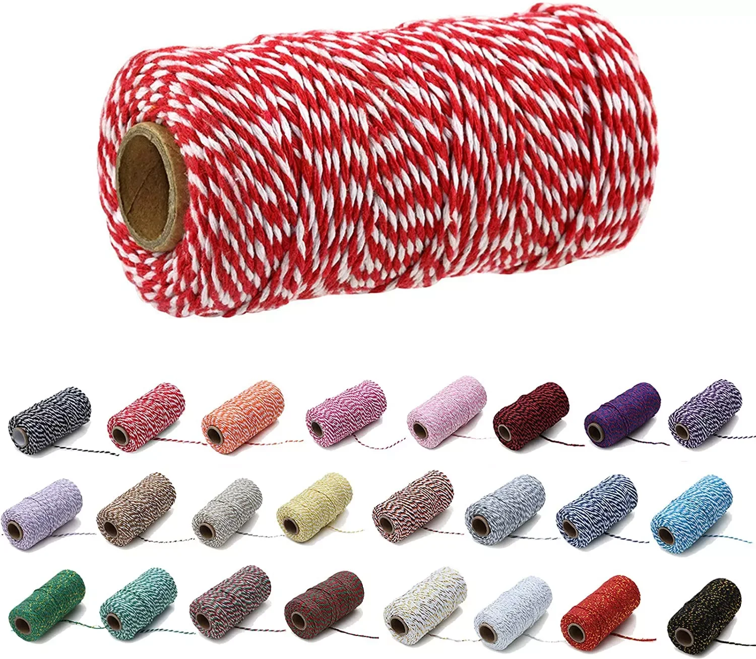 

Cotton Bakers Twine String Cord Rope Two-color Cotton Craft Twine Home Textile Gift Packaging Christmas Wedding Decor