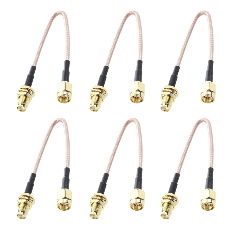 

6X SMA Female SMA Male F / M Antenna Connection Cable Adapter Black + Gold