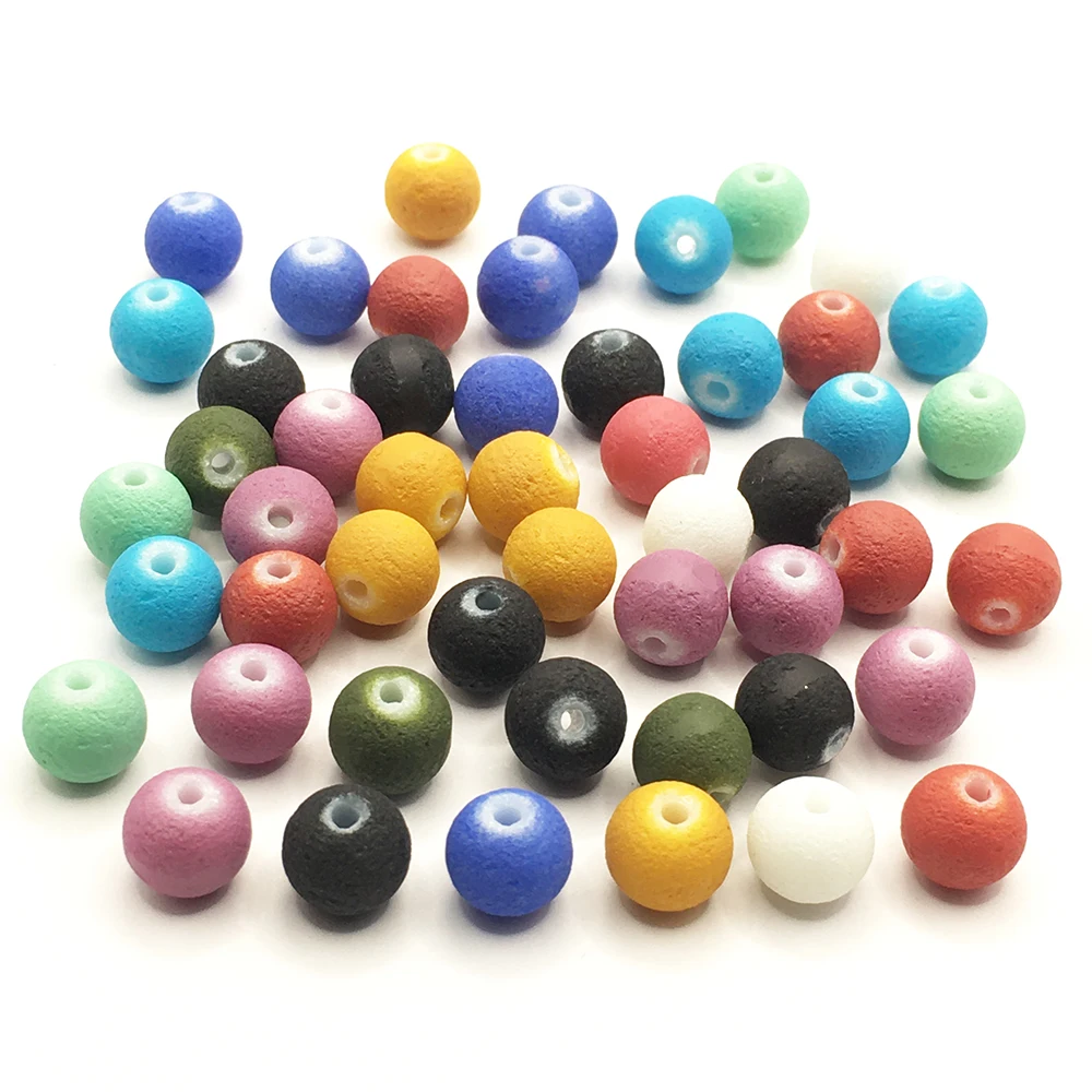 

50pcs/Lot 8mm Natural Lava Stone Beads Volcanic Stone Round Loose Spacer Beads for Jewelry Making DIY Bracelet Necklace Earring