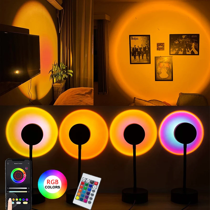 

Sunset Rainbow Lamp Projector Night Light Sunset Projection Atmosphere Led Desk Lamp for Bedroom Rainbow Lamp Decoration Light