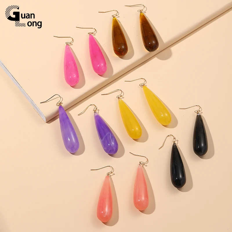 

Винтажные большие длинные висячие серьги GuanLong для женщин, модные ювелирные изделия из смолы, корейские новые модные Висячие женские серьги,...