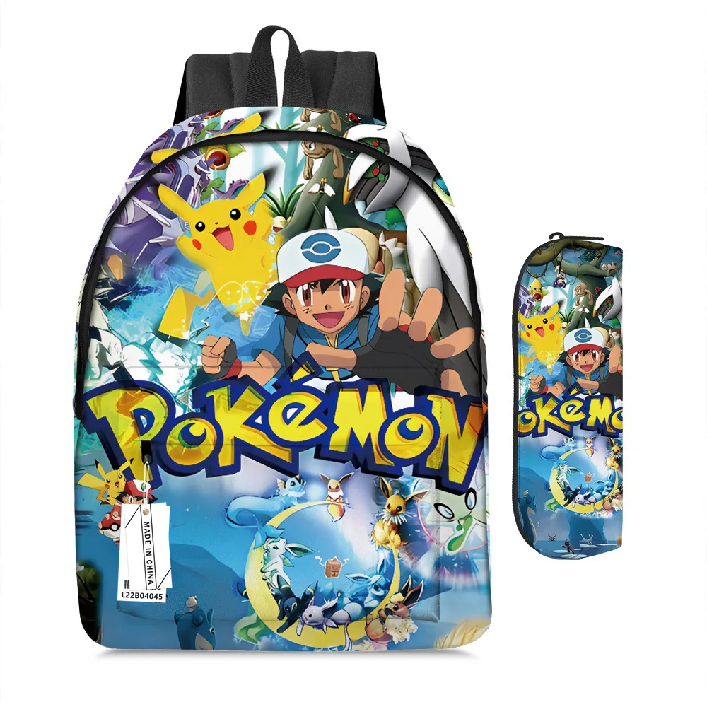 

Рюкзак Pikachu из двух предметов с мультипликационным принтом, школьный ранец с покемоном, сумка для карандашей и эльфа покемона на молнии, уличная сумка на плечо