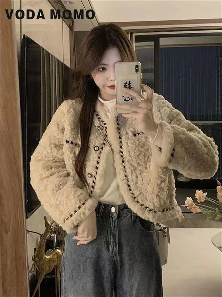 Зима 2024 новая базовая твидовая куртка женская одежда корейский стиль теплая с