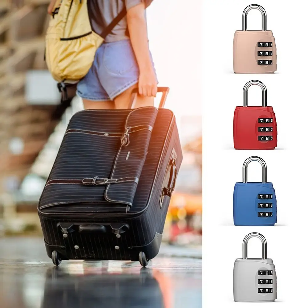 

Portable Combination Lock Mini 3 Dial Digit Backpack Zipper Lock Dormitory Cabinet Lock Luggage Padlock Password Lock