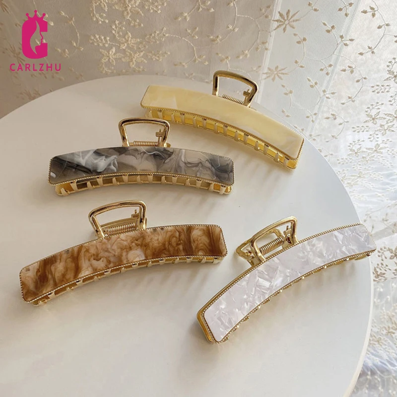 

2022 New Large Size Geometric Hair Clip Square Acetate Metal Hair Claw for Women Fashion Vintage Ponytail Hair Accessories