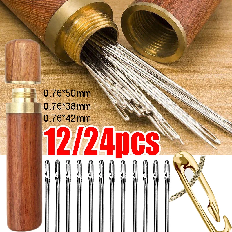

12/24Pcs Blind Needle Elderly Needle-side Hole Hand Household Sewing Stainless Steel Sewing Needless Threading Diy Jewelry Tool