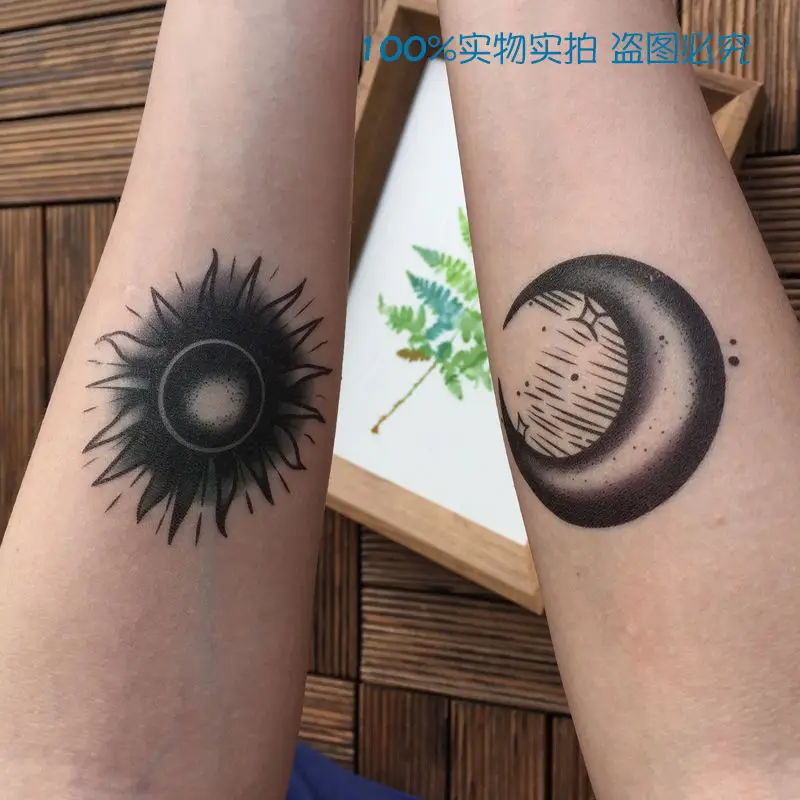 

2022 New Hand Painted Sun Moon Art Waterproof Tattoo Stickers for Woman Man Body Temporary Tattoo Hip-hop Fake Tattoo Arm