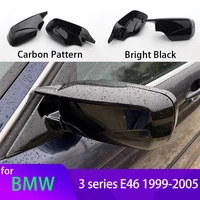 2pcs Carbon Fiber Look Black Rearview Side Mirror cover for BMW E46 318i 318d 320d 320i 323i 325i 328i 330d 330i 330xi 1998-2005