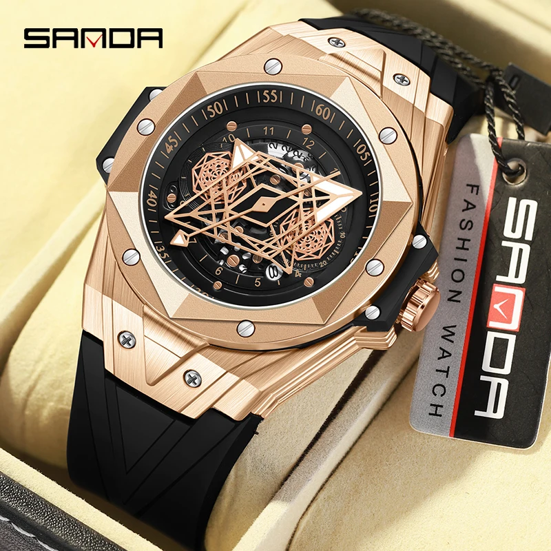 Часы SANDA Мужские кварцевые дизайнерские модные роскошные водонепроницаемые