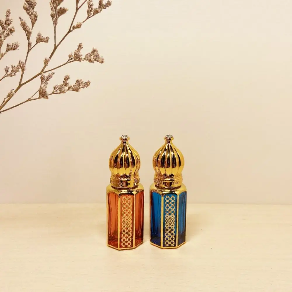 

Arabic Style Essential Oil Refillable Bottles Delicate Electroplating Engraving Bottles High Quality Thick Glass Perfume Vials