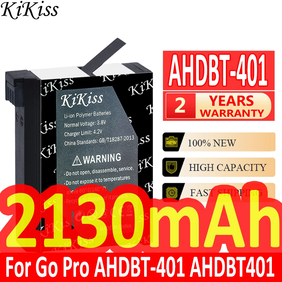 

KiKiss Powerful Battery 2130mAh for Go Pro AHDBT-401 AHDBT401 Li-ion Digital Camera For GoPro 4 HD Hero 4 Hero4 For GoPro4