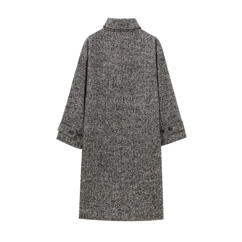 Женская куртка с диагональным пальто в елочку на плечах зимняя отложным