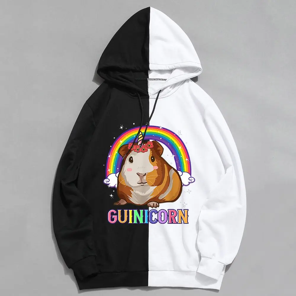 

Guinea Pig Graphic Clothes Kawaii Guinea Pig Rainbow Hoodie Men Patchwork Sweatshirt Aesthetic Pullover Hoodie Casual Sweatshirt