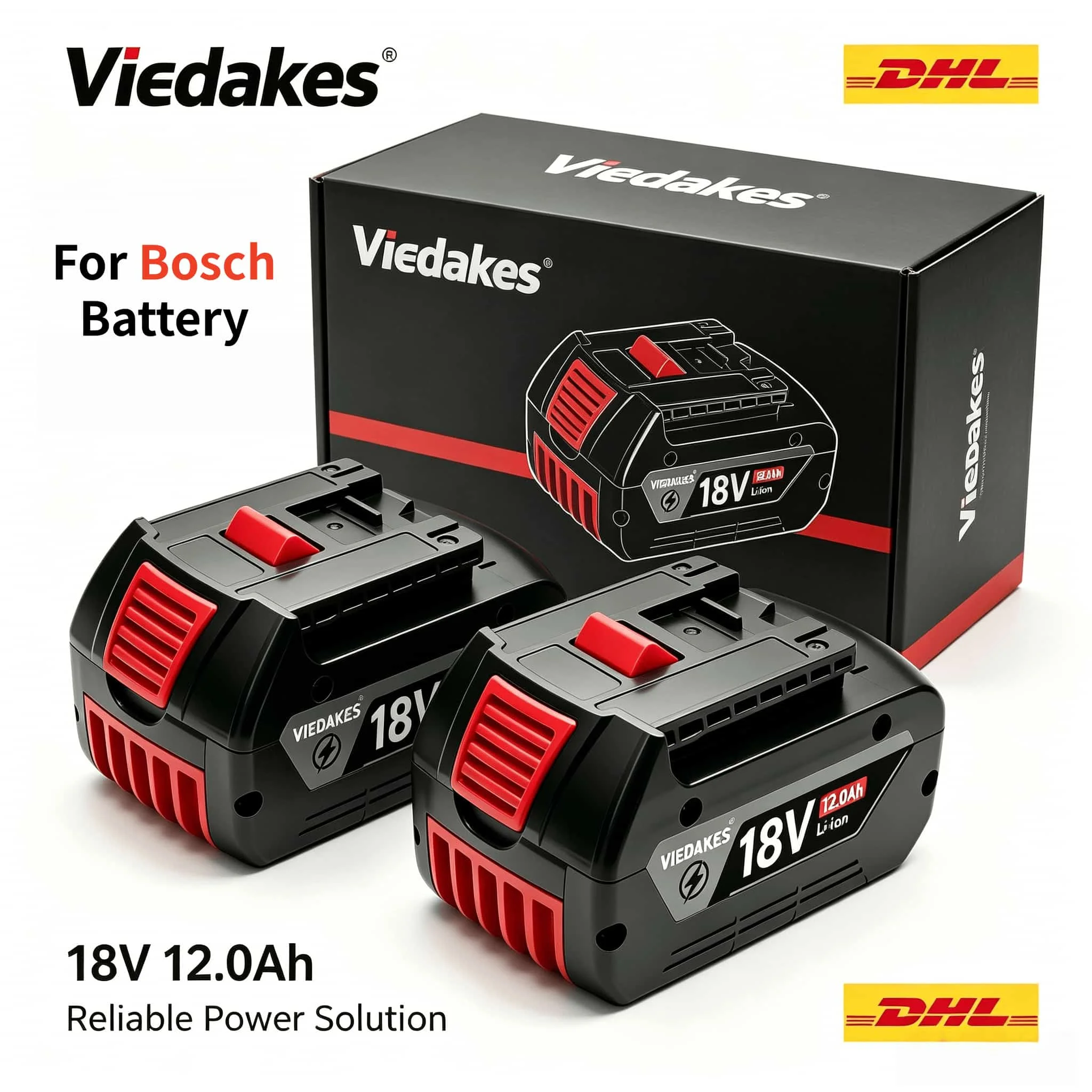 Фото  Аккумулятор 18В для Bosch VIEDAKES, увеличенное время работы, совместим с GBA18V4.0 ProCORE18V, ударный гайковерт, промышленный аккумулятор №1