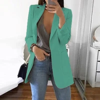 solid color fashion 2021 new casual suit collar long sleeve slim temperament coat women large size hot sale streetwear jacket