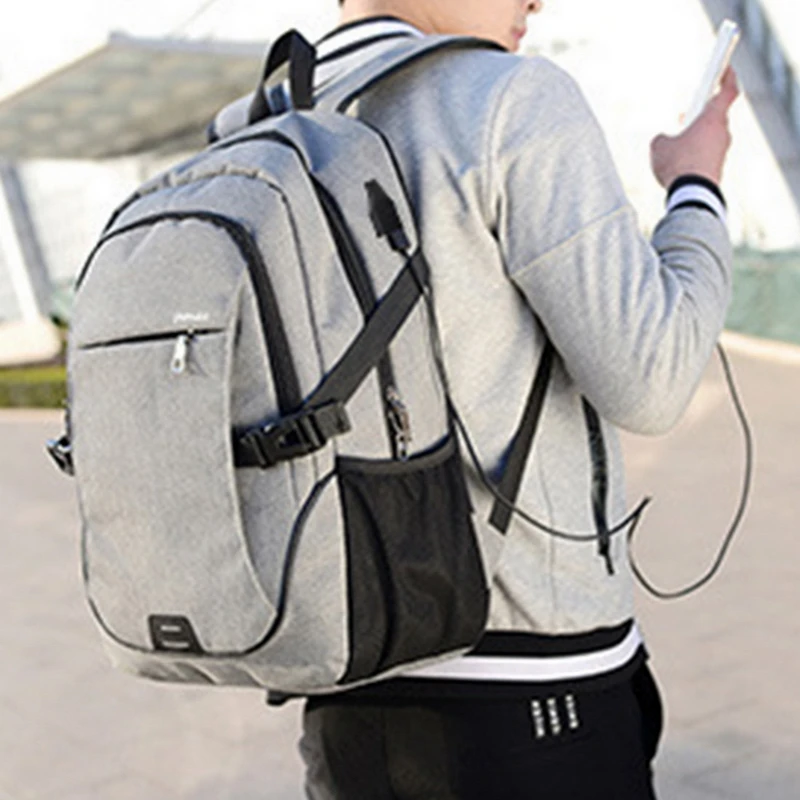 

College Notebook Laptop Woman Man USB Charging Backpack Oxford Waterproof Casual Bags Business Bag Outdoor Travel Rucksack