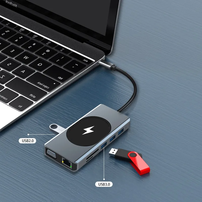 Док-станция 12 в 1 с разъемами типа C и HDMI VGA USB 3 5 |