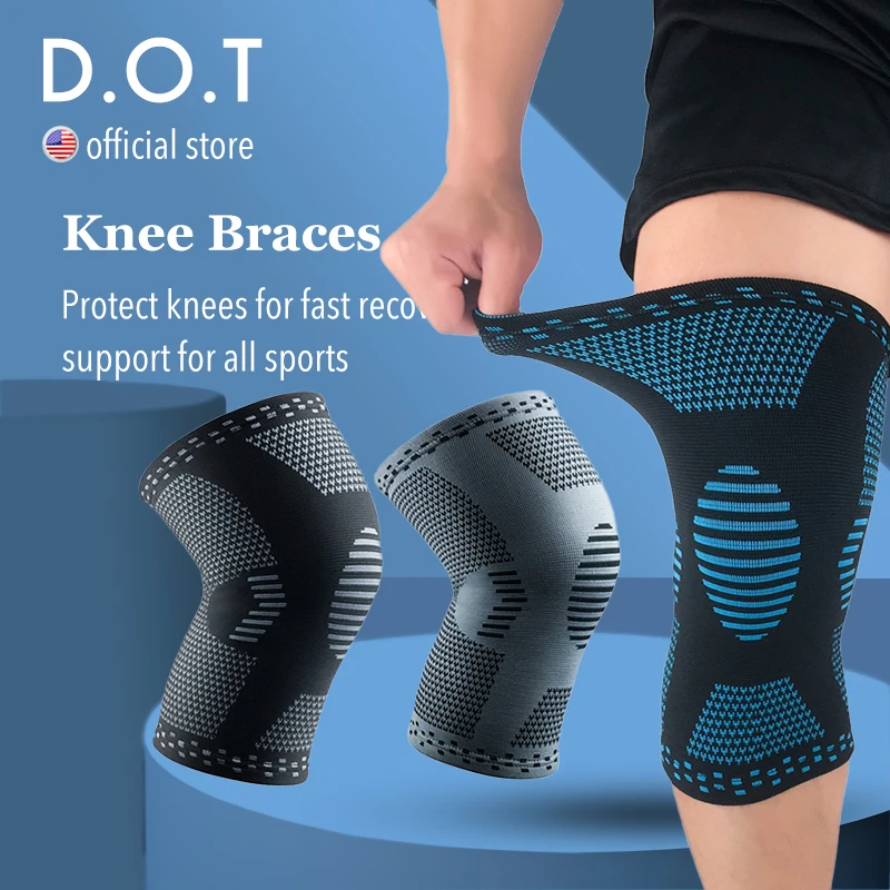 

D.O.T 1PC Sports Knee Pad Men Pressurized Elastic Knee Support Protector Fitness Gear Basketball Volleyball Knee Braces