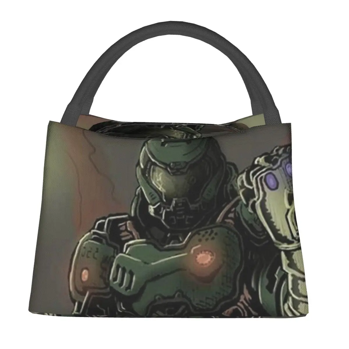 

Doomguy Eternal Infinity Slayer Lunch Bag Video GAME Portable Lunch Box Men Travel Print Cooler Bag Retro Thermal Lunch Bags