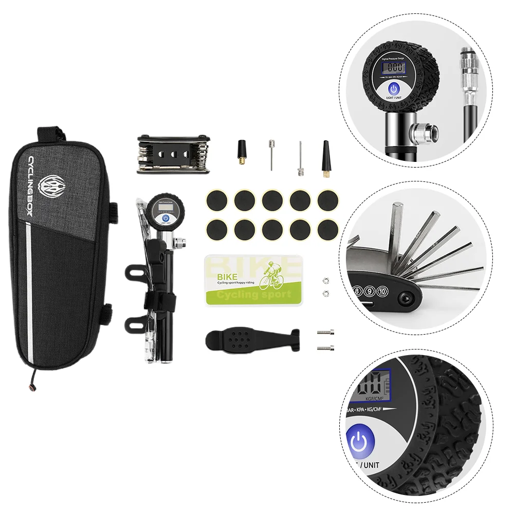 

1 Set of Bike Repair Kit Portable Bike Patch Inflator Repair Tool Emergency Kit