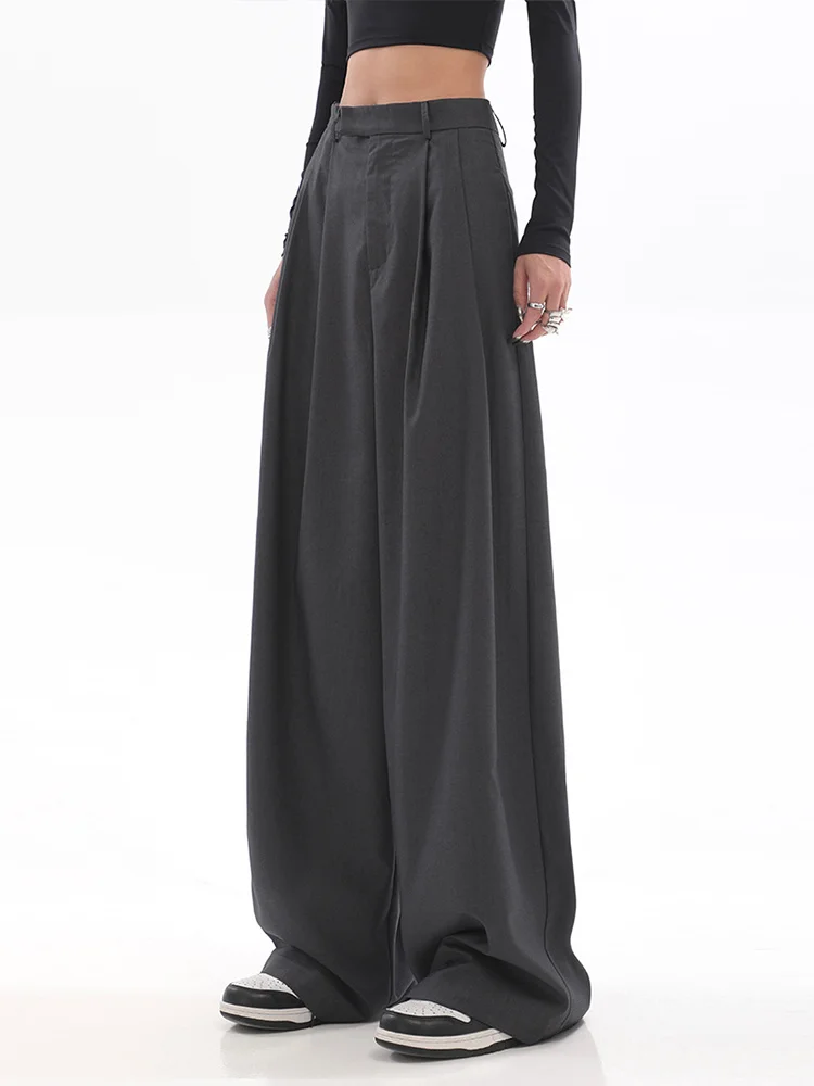 

Baggy Loose Wide Leg Pants Straight Women Spring Summer Pleated Solid Color Long Trousers 2023 New Y2K Streetwear Korean Fashion